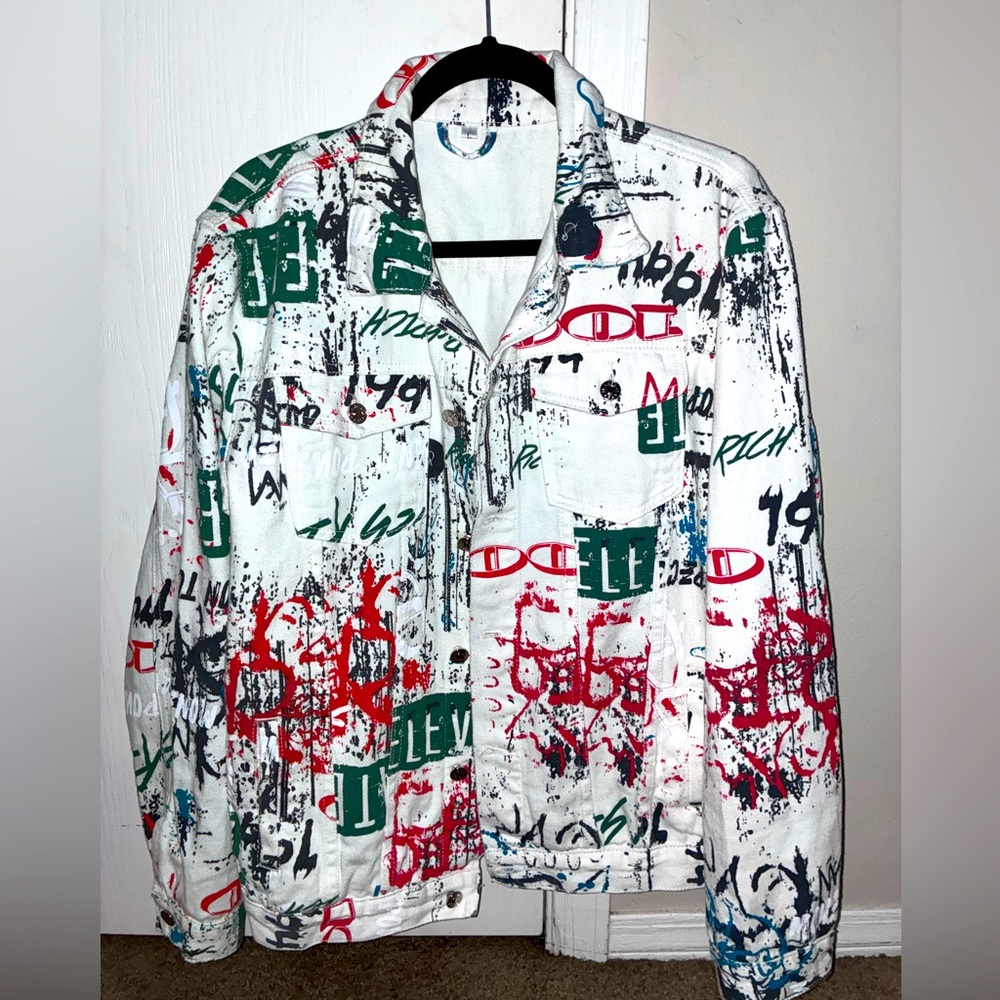 Graphic Print Jacket with Multicolor Design
